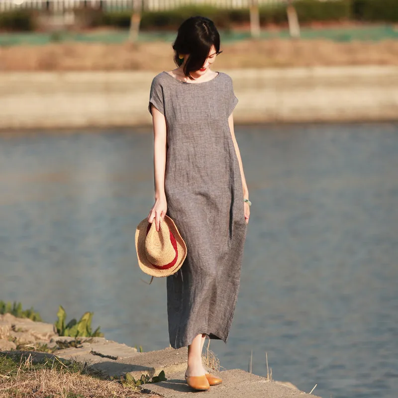 Gray Women Dresses Casual Summer Women Dresses Long Women Dresses MDYP9751