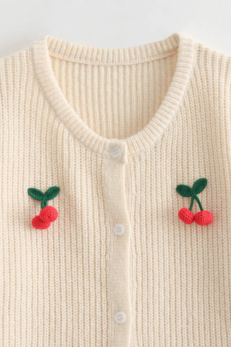 HWQ1047 Knitted Cherry Sweater Top