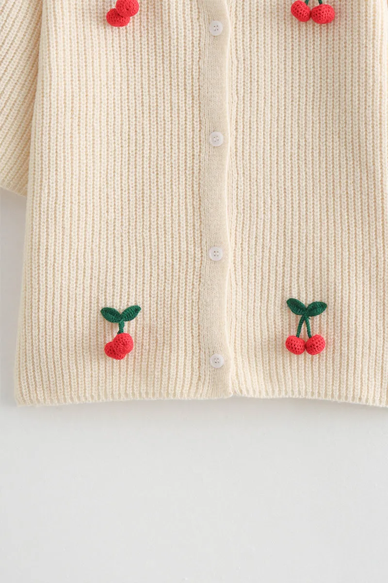 HWQ1047 Knitted Cherry Sweater Top