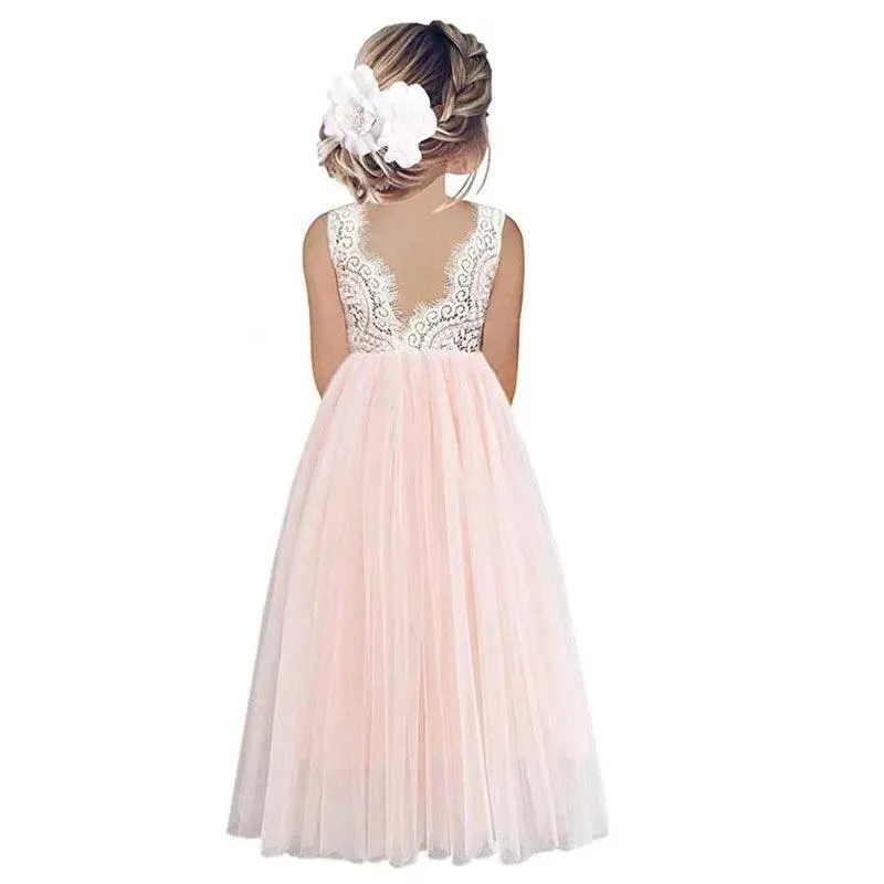 Kids Summer Lace Flower Girl Dress