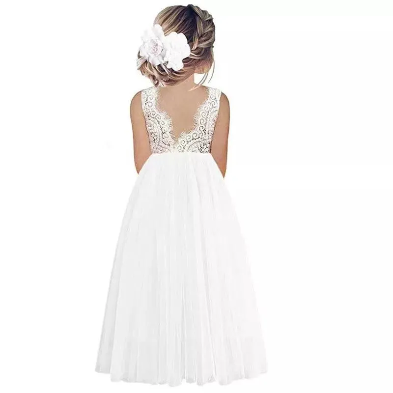 Kids Summer Lace Flower Girl Dress