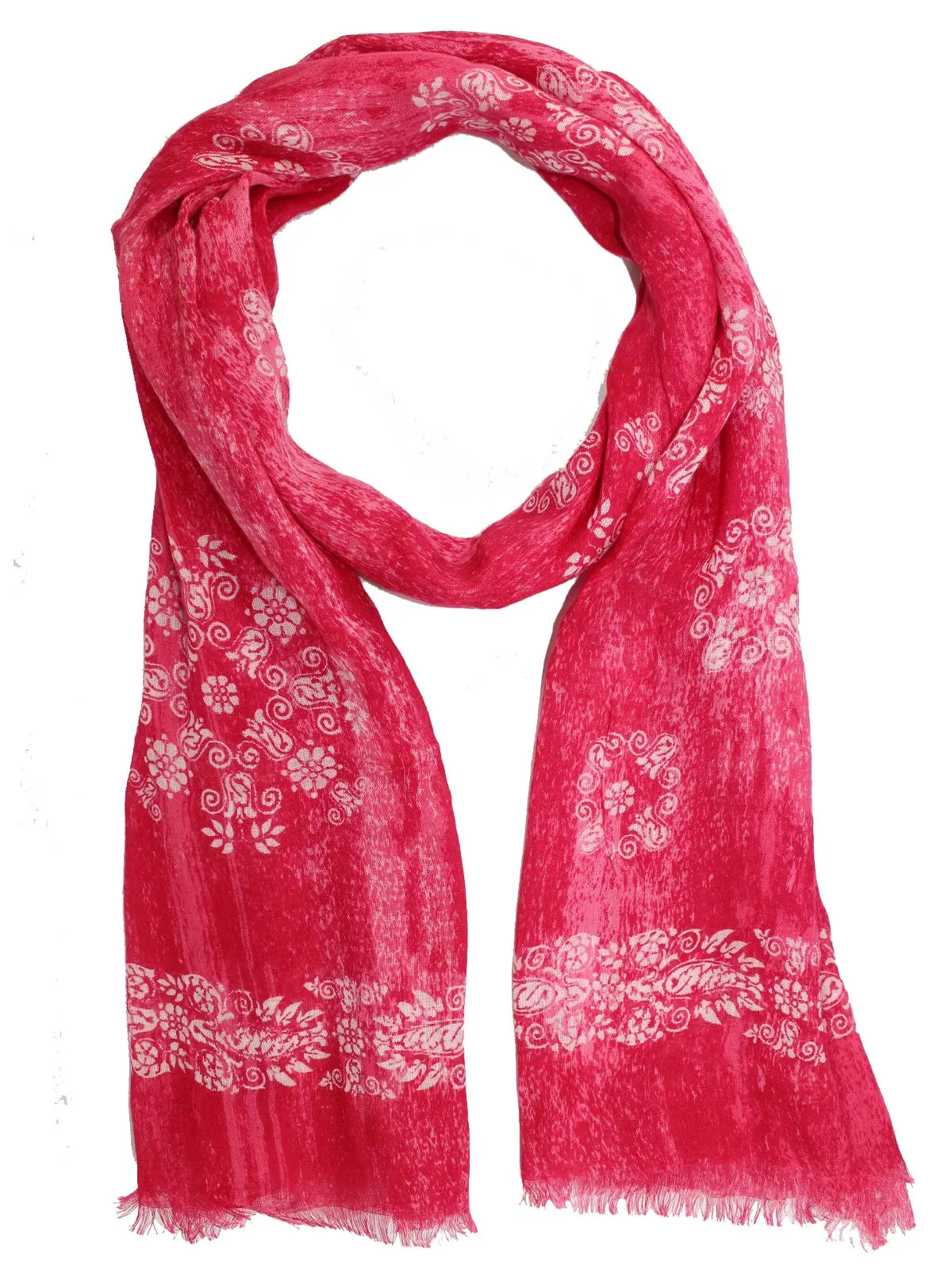 Kiton Linen Scarf Pink Burgundy Floral Design SALE