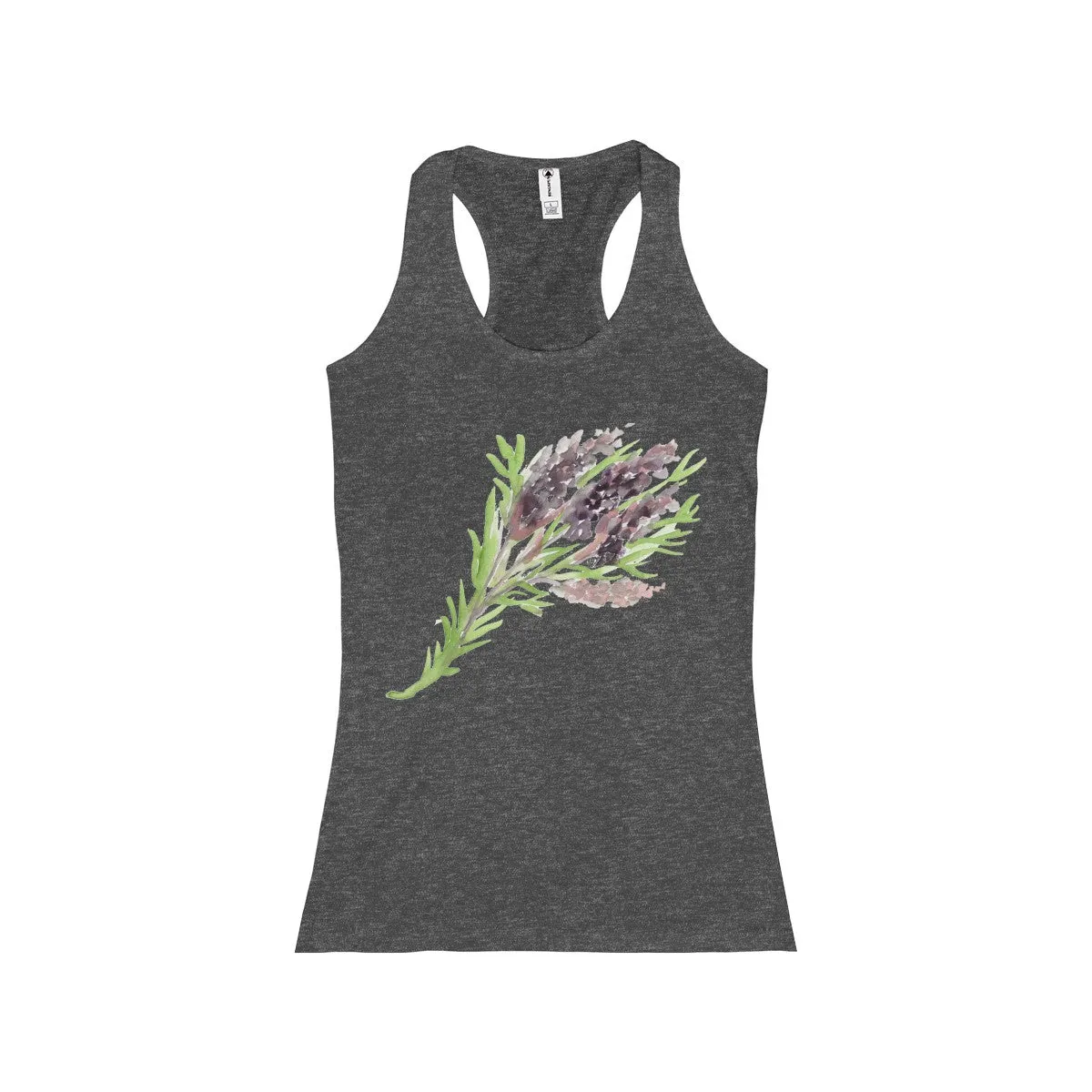 Lavender Women's Racerback Tank Top, Purple Lavedner Floral Print Ladies Cotton Top-Made in the USA