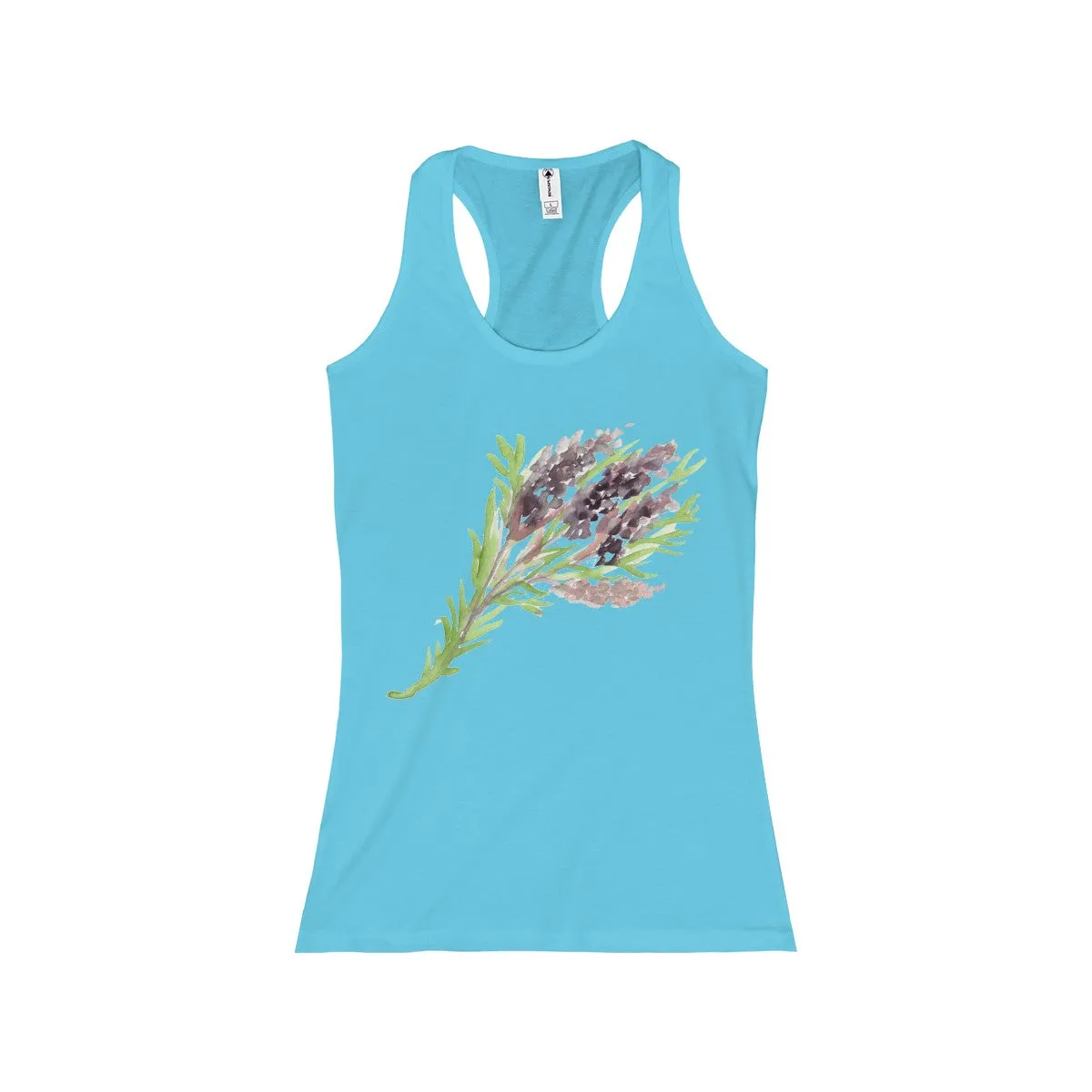 Lavender Women's Racerback Tank Top, Purple Lavedner Floral Print Ladies Cotton Top-Made in the USA