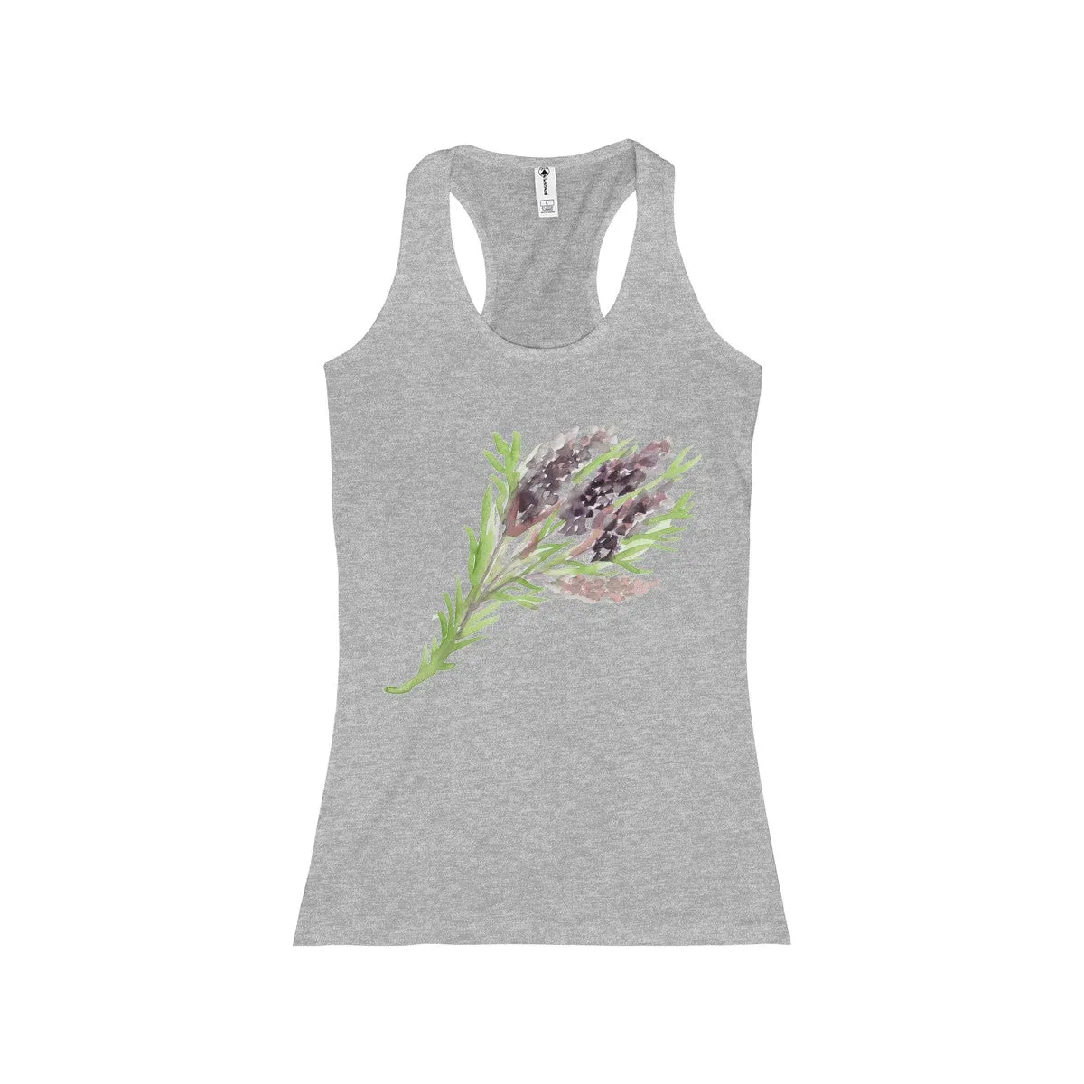 Lavender Women's Racerback Tank Top, Purple Lavedner Floral Print Ladies Cotton Top-Made in the USA