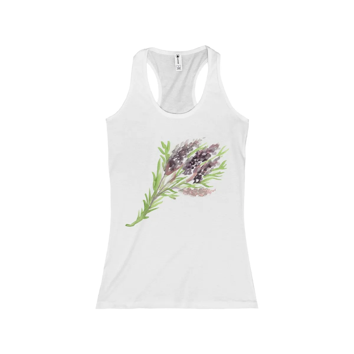 Lavender Women's Racerback Tank Top, Purple Lavedner Floral Print Ladies Cotton Top-Made in the USA