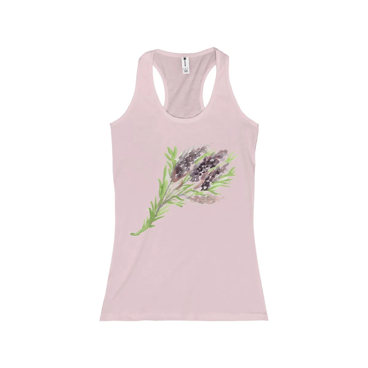 Lavender Women's Racerback Tank Top, Purple Lavedner Floral Print Ladies Cotton Top-Made in the USA