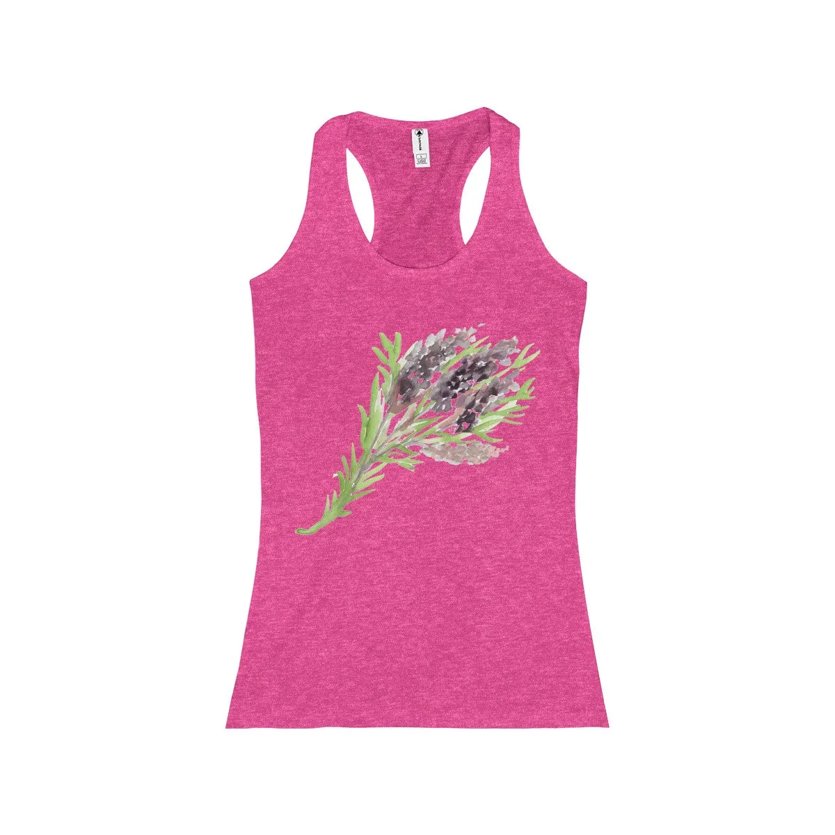 Lavender Women's Racerback Tank Top, Purple Lavedner Floral Print Ladies Cotton Top-Made in the USA