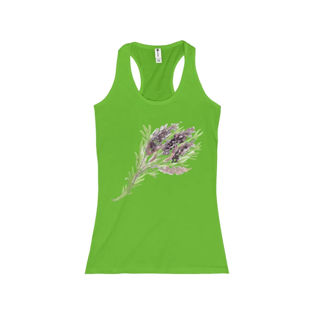 Lavender Women's Racerback Tank Top, Purple Lavedner Floral Print Ladies Cotton Top-Made in the USA