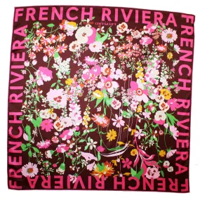 Leonard Paris Scarf Brown Pink French Riviera Floral - Twill Silk Large Square Scarf