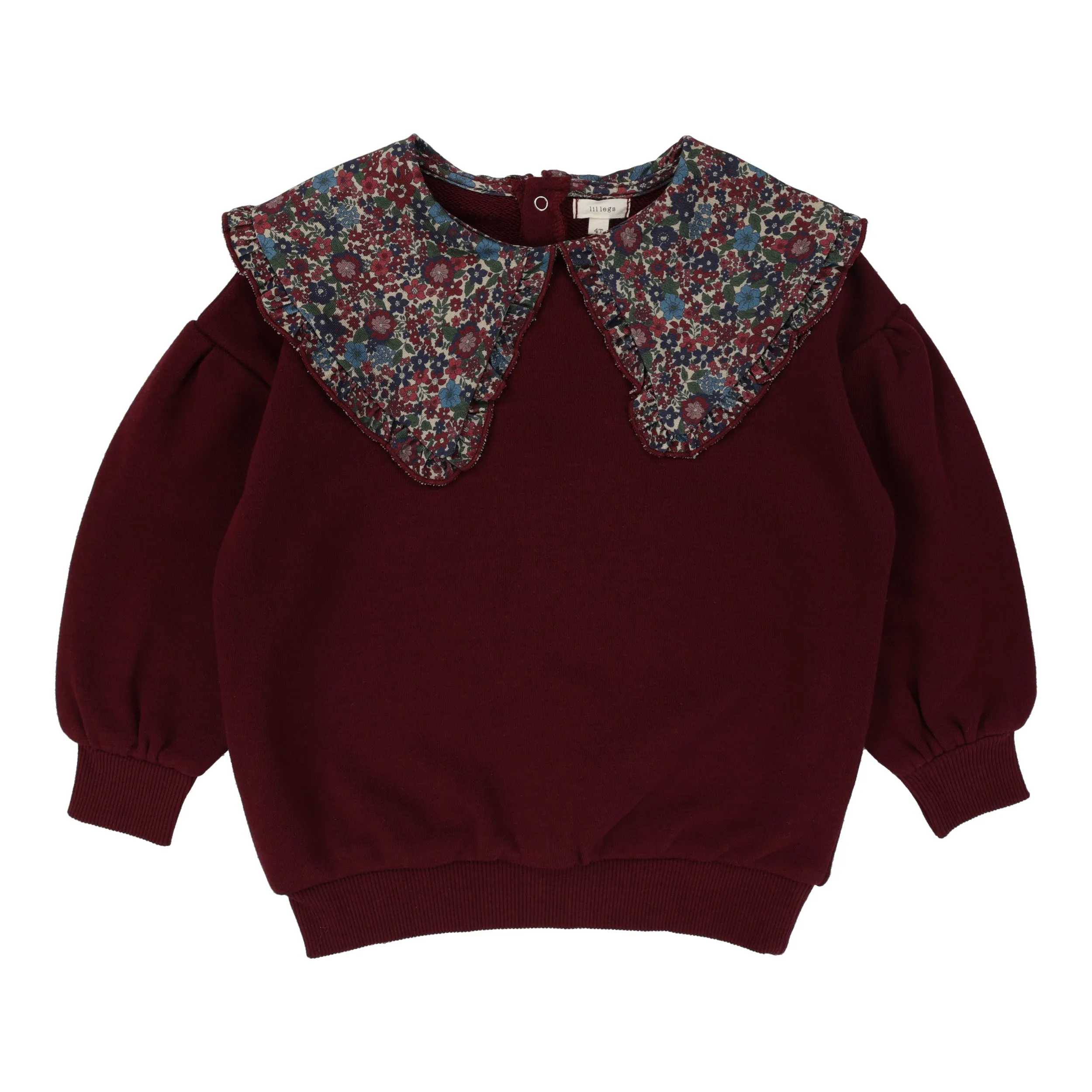 Lil Legs Floral Collar Sweatshirt Burgundy