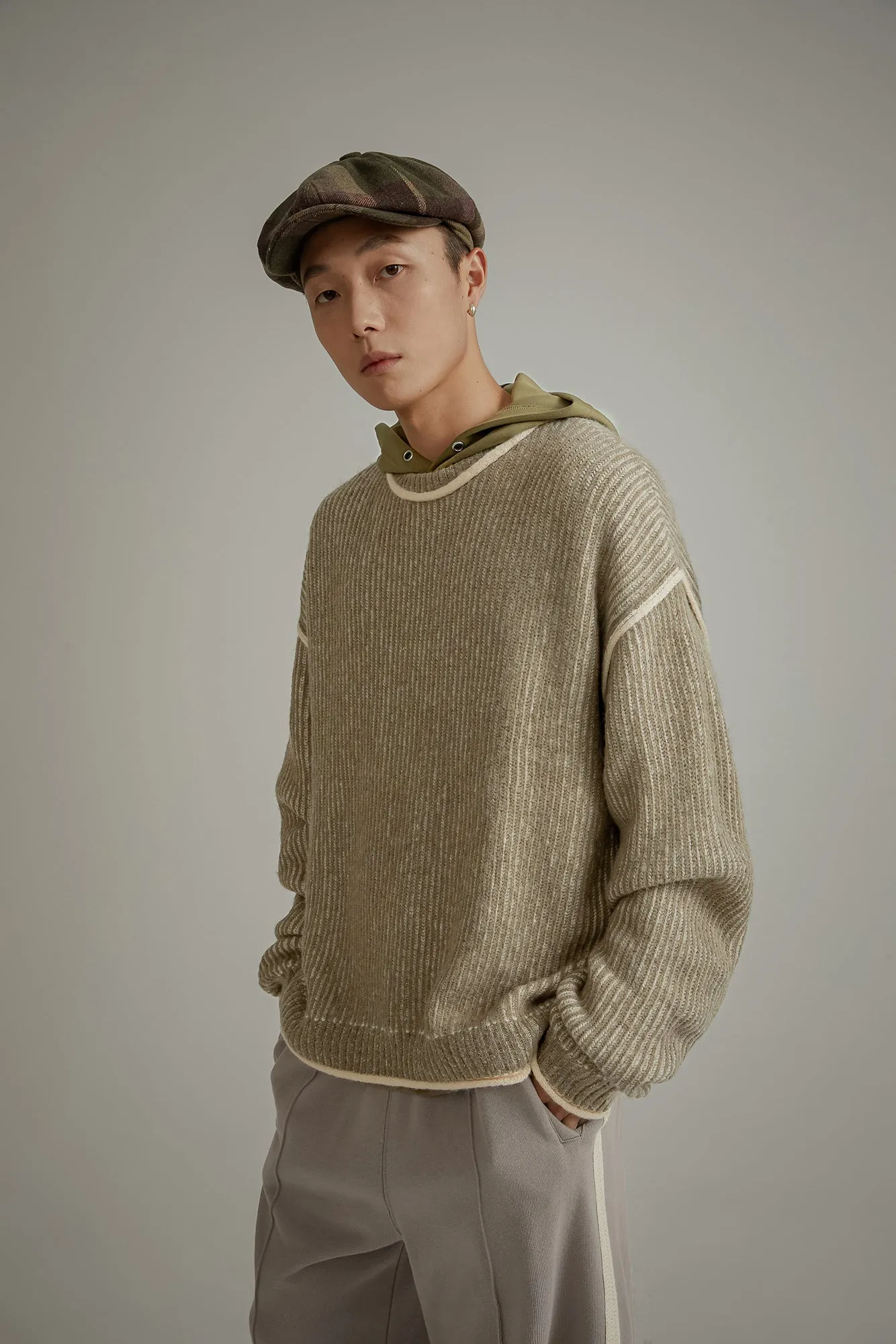 Line Color Combination Loose Knit Sweater