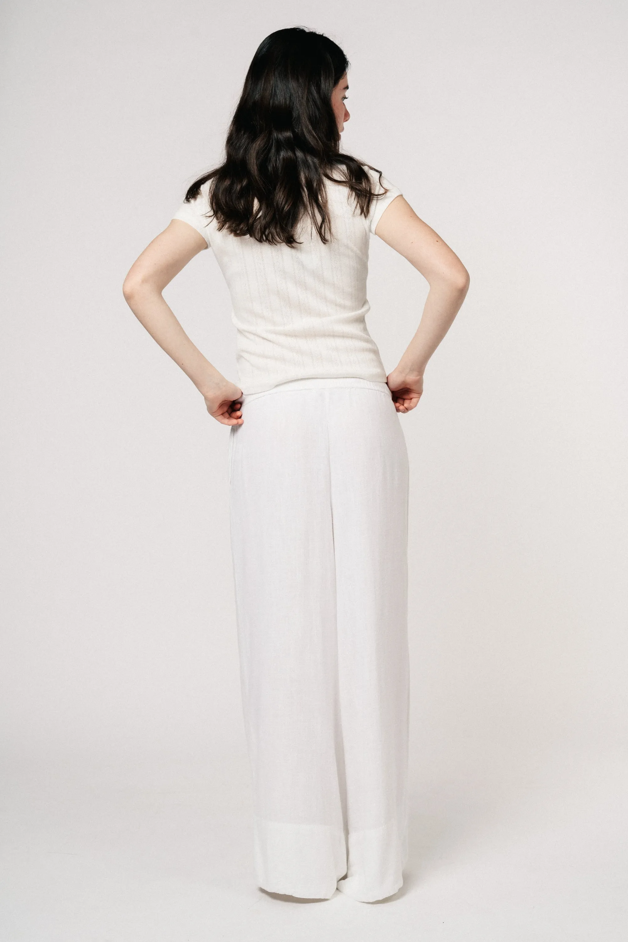 Liz Soft Linen Pants - White