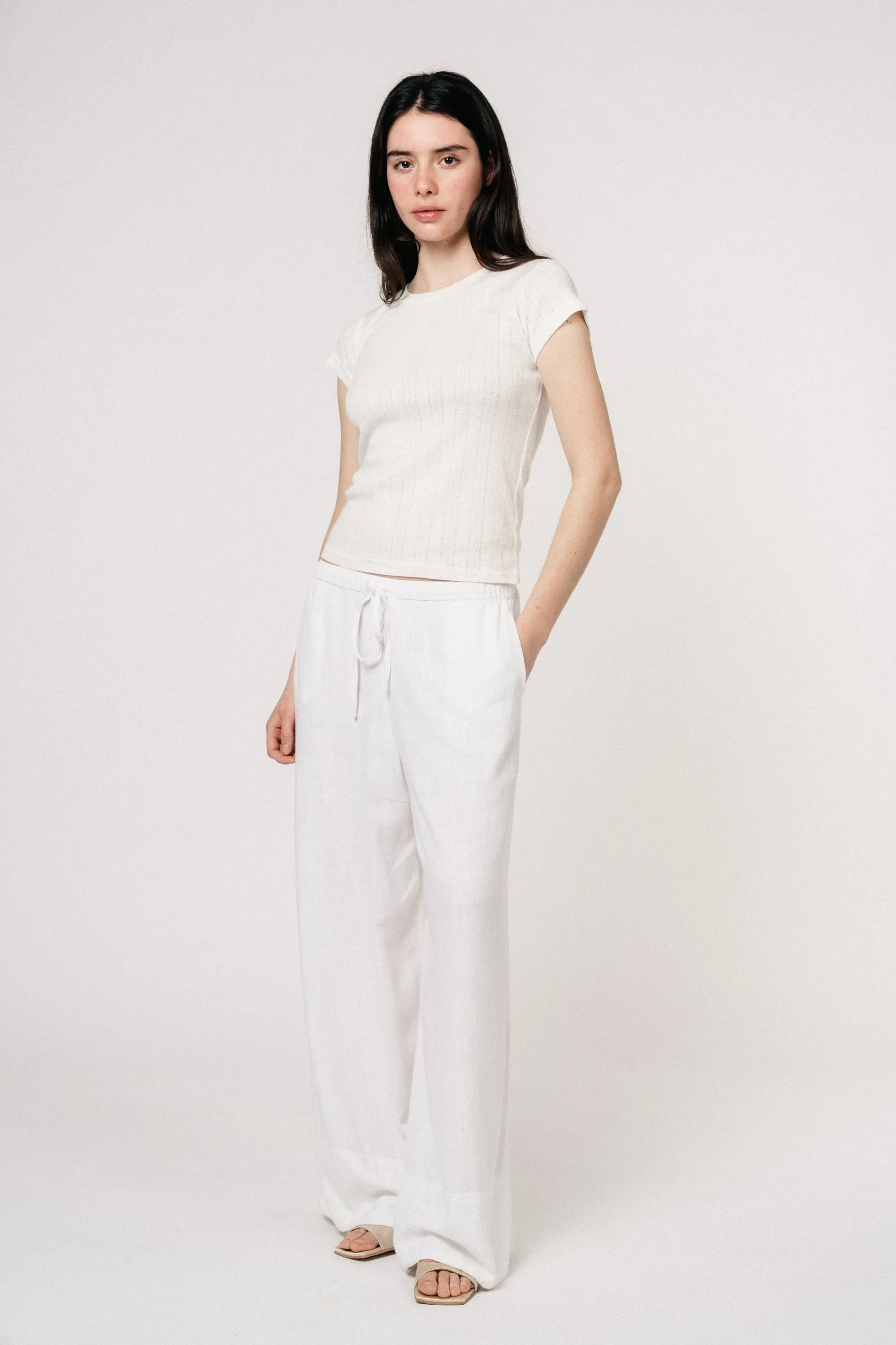 Liz Soft Linen Pants - White