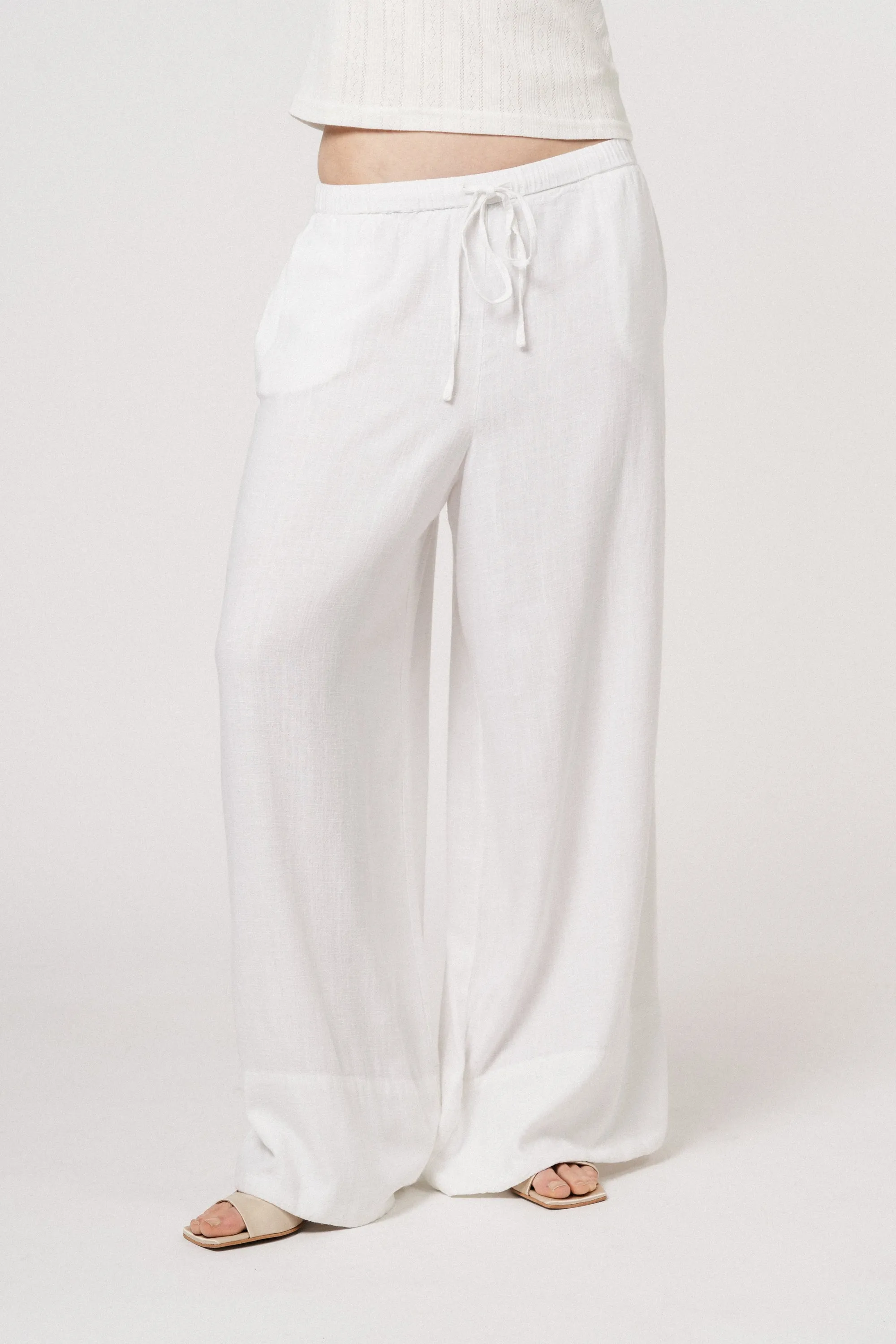 Liz Soft Linen Pants - White