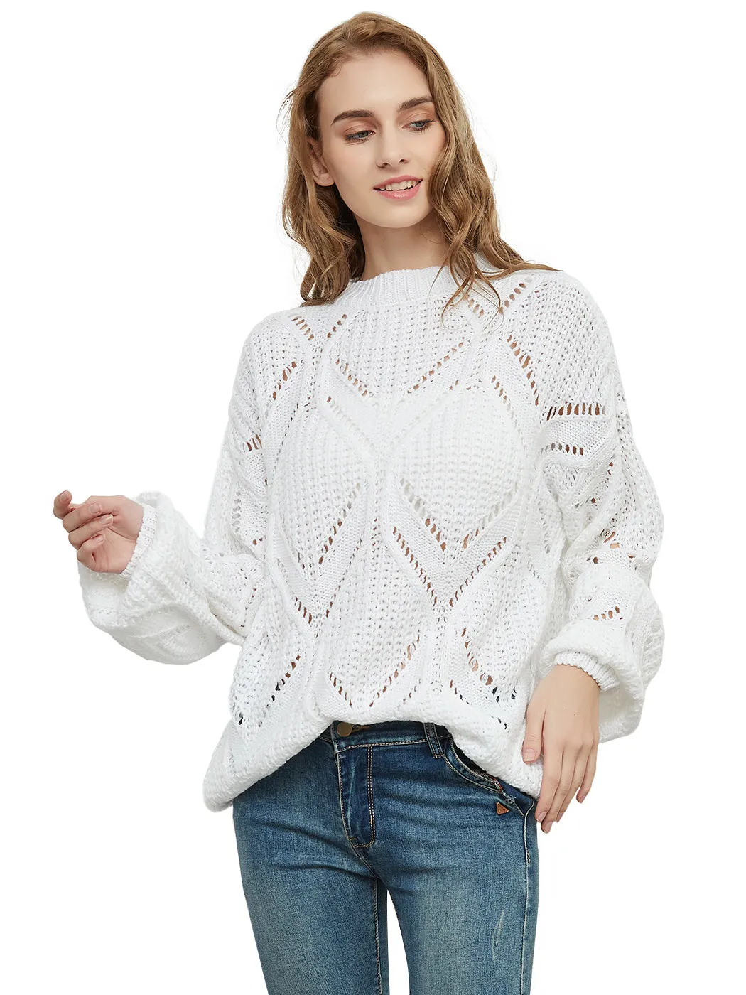 Long Sleeve Patterned Pullover Sweater