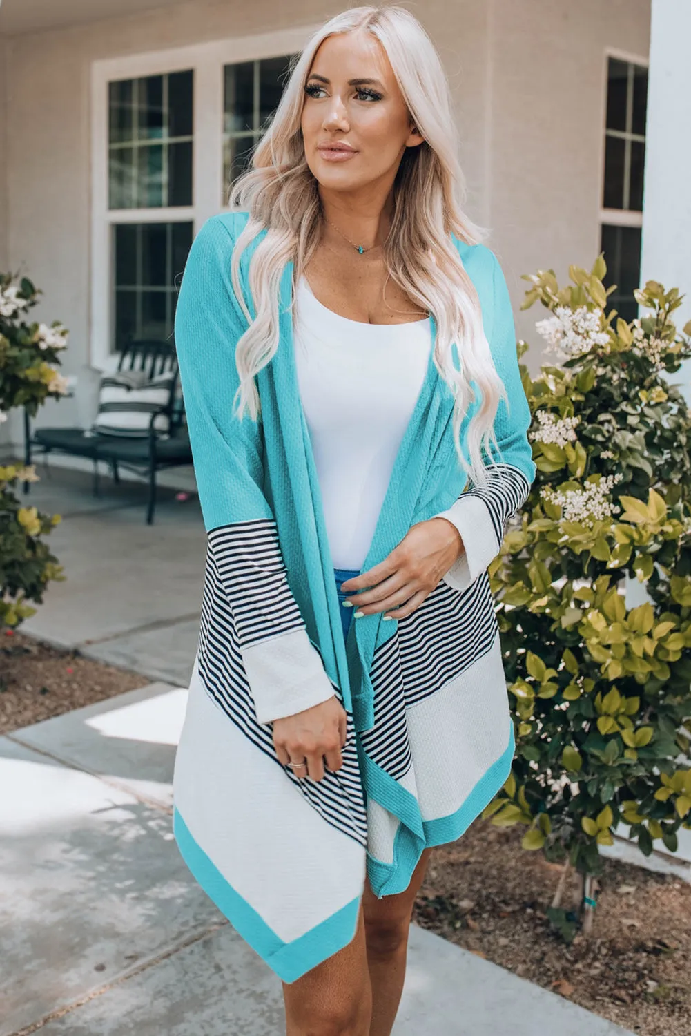 Loose Fit Stripe Colorblock Cardigan