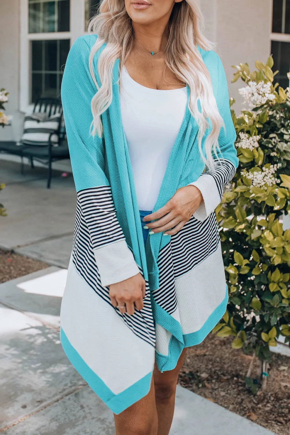 Loose Fit Stripe Colorblock Cardigan