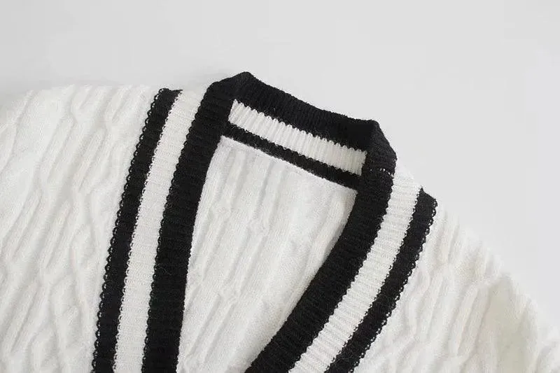 Loose Striped Cardigan Sweaters For Women