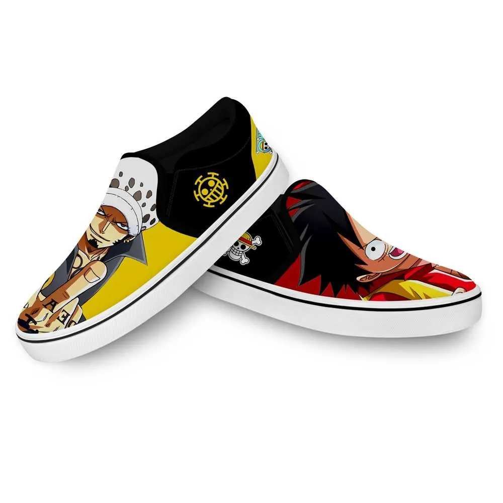 Luffy and Law Slip On Sneakers Custom Anime OP Shoes