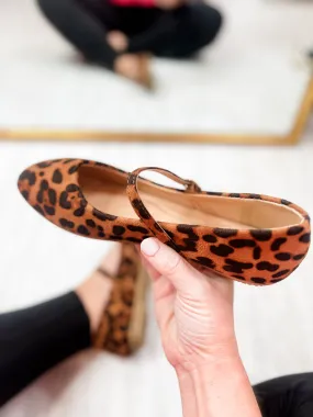 Mary Jane Ballet Flats - Leopard Suede