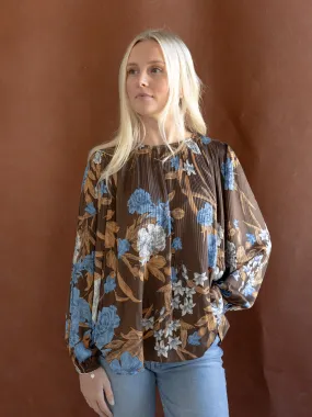 Nancy Pleated Floral Blouse