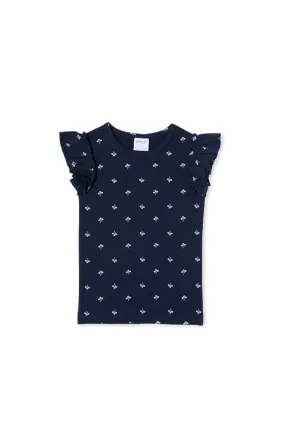 NAVY FLORAL RIB TEE