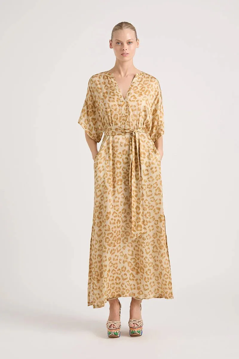 Norman Cotton Leopard Print Maxi Dress