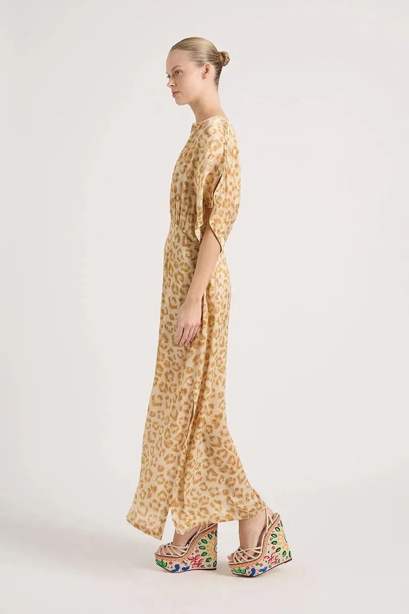 Norman Cotton Leopard Print Maxi Dress