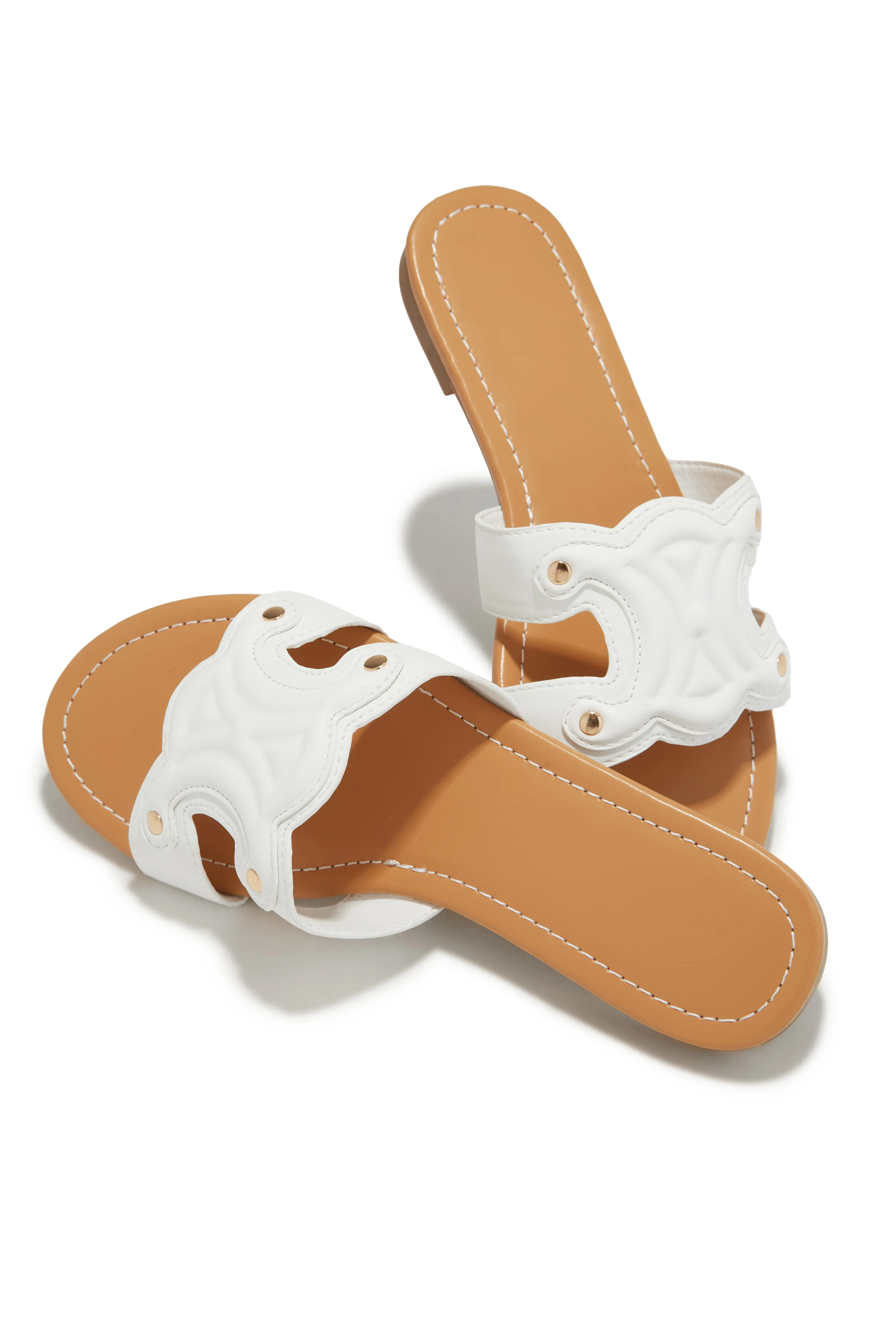 Paris Trips Slip On Sandals - White