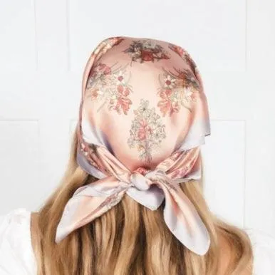 Peach Multi Print Floral Scarf