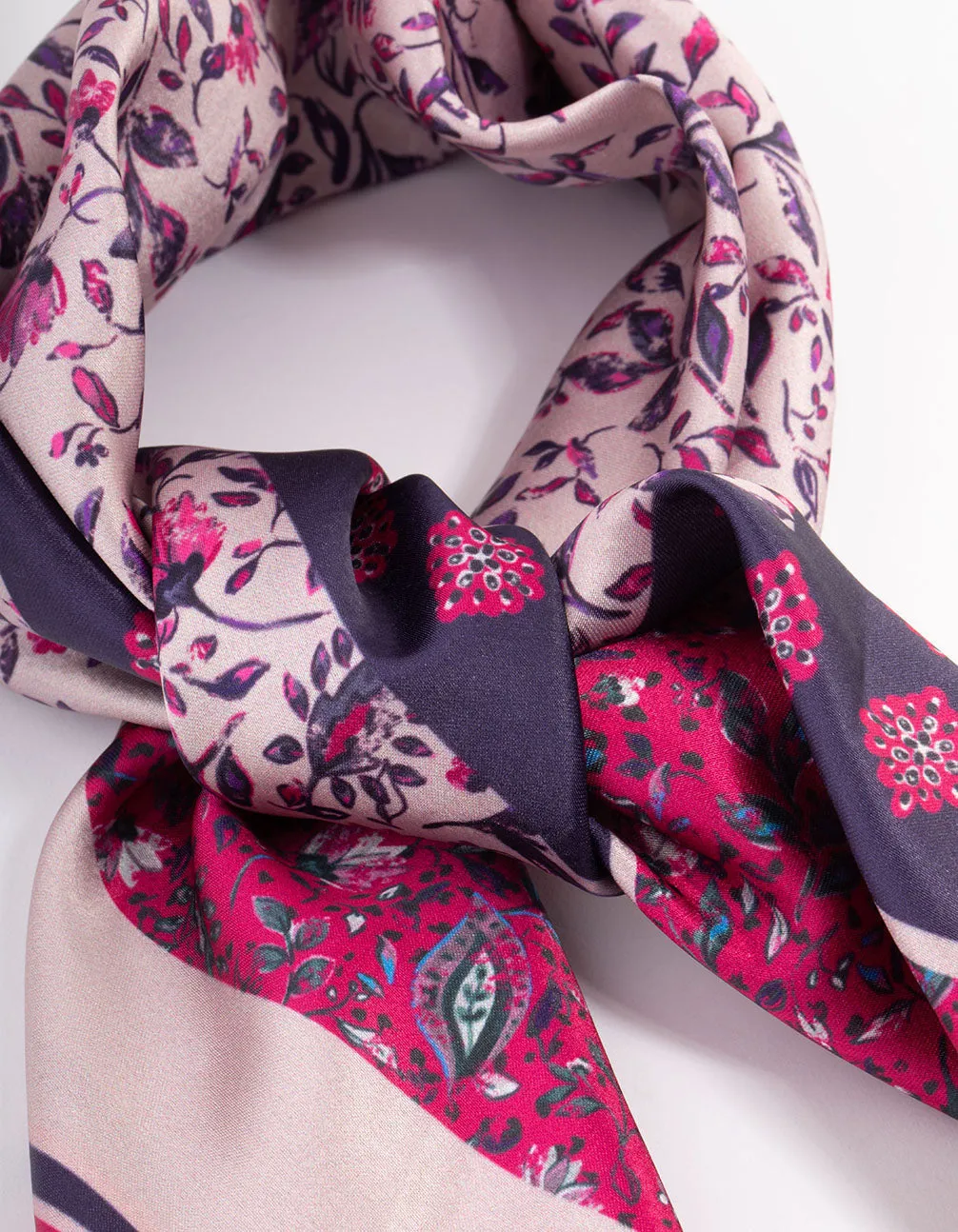 Pink Fabric Mixed Tone Floral Print Scarf