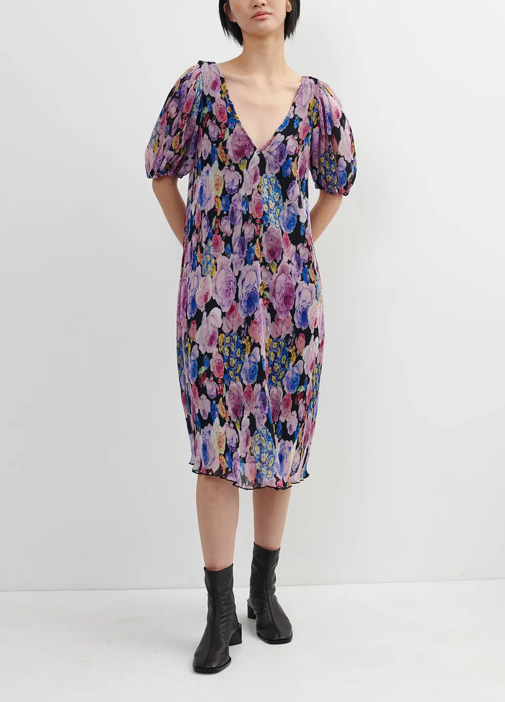 Pleated Georgette Floral Dress