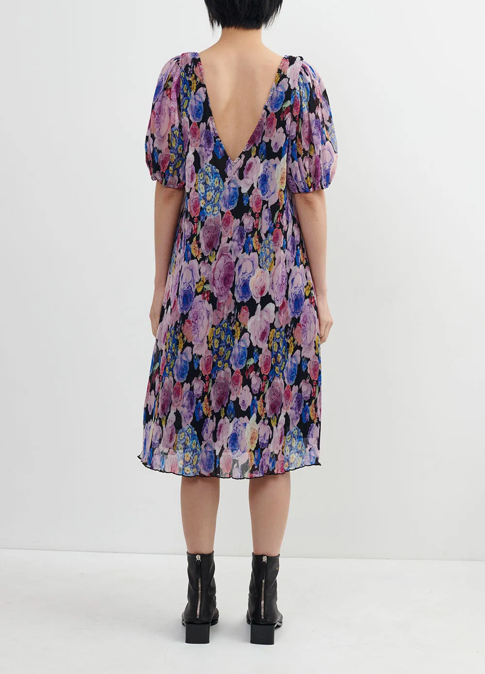 Pleated Georgette Floral Dress