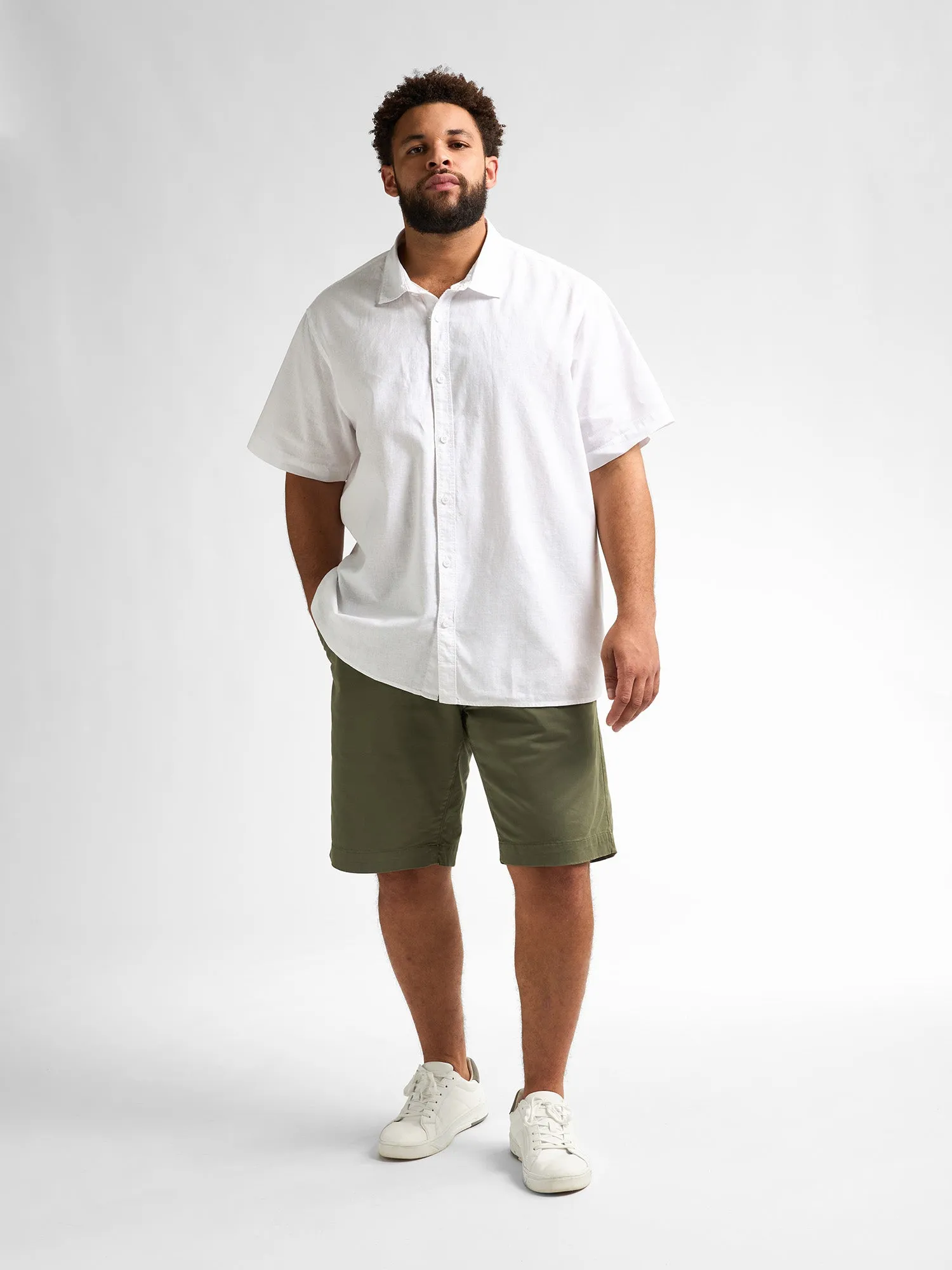 Plus Size Chino Shorts with Belt Waveview