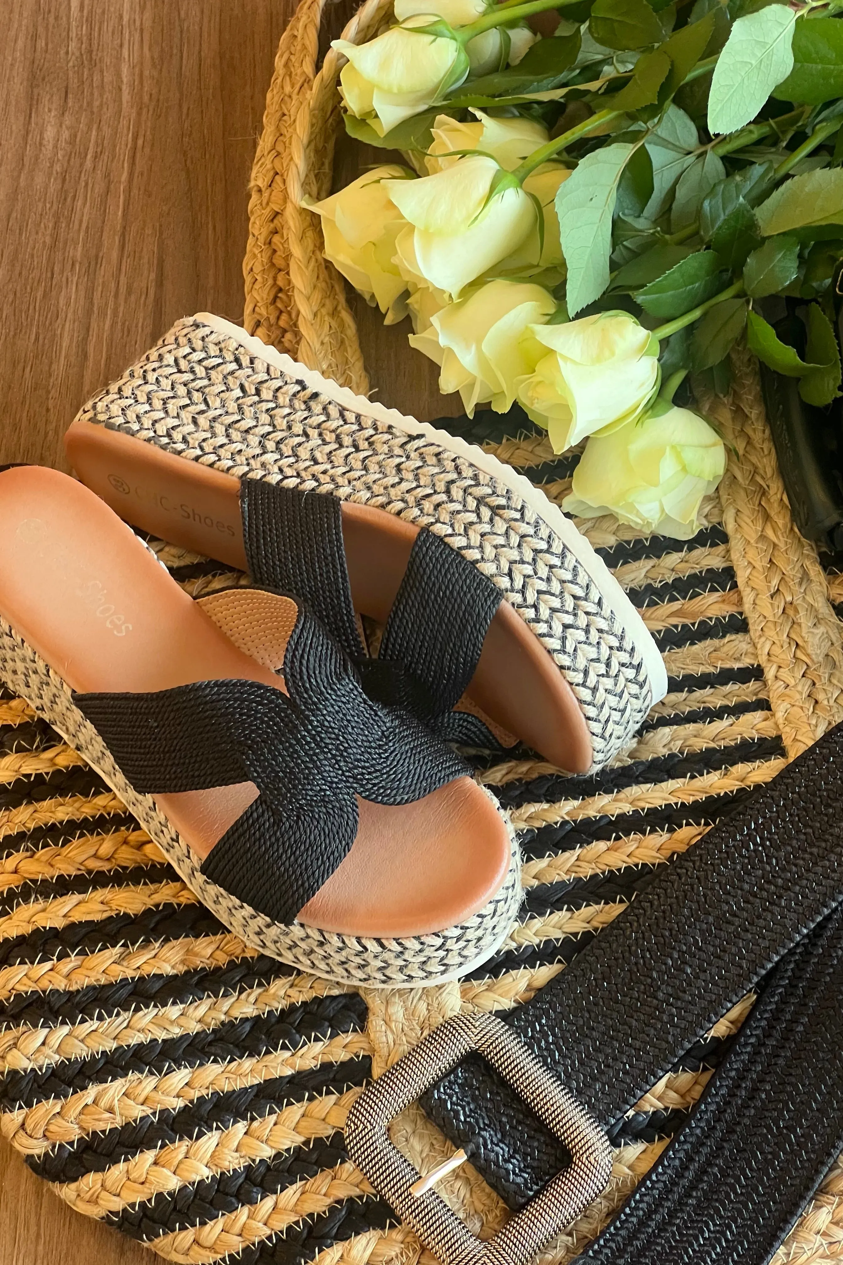 Raffia Slip on Wedge