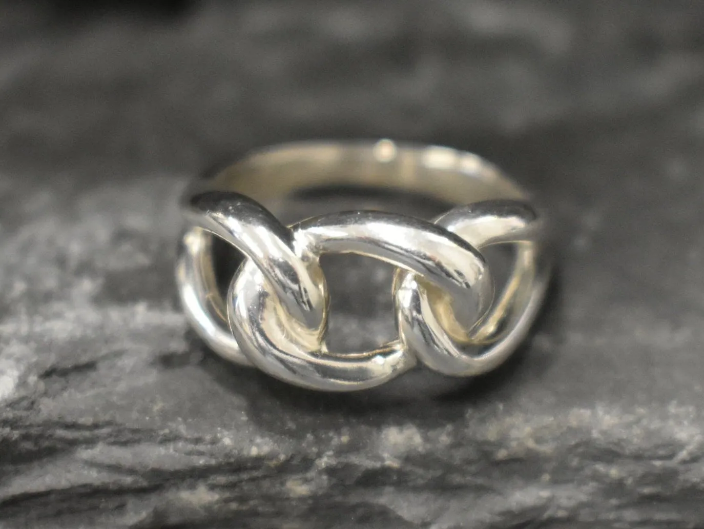 Silver Chain Ring - Twisted Silver Ring - Silver Chunky Ring