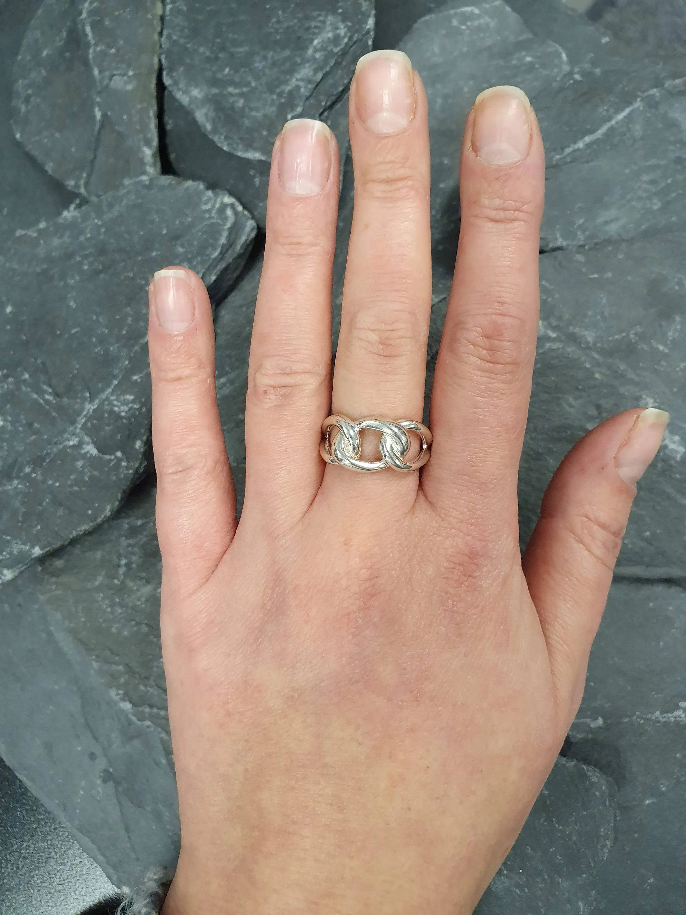 Silver Chain Ring - Twisted Silver Ring - Silver Chunky Ring