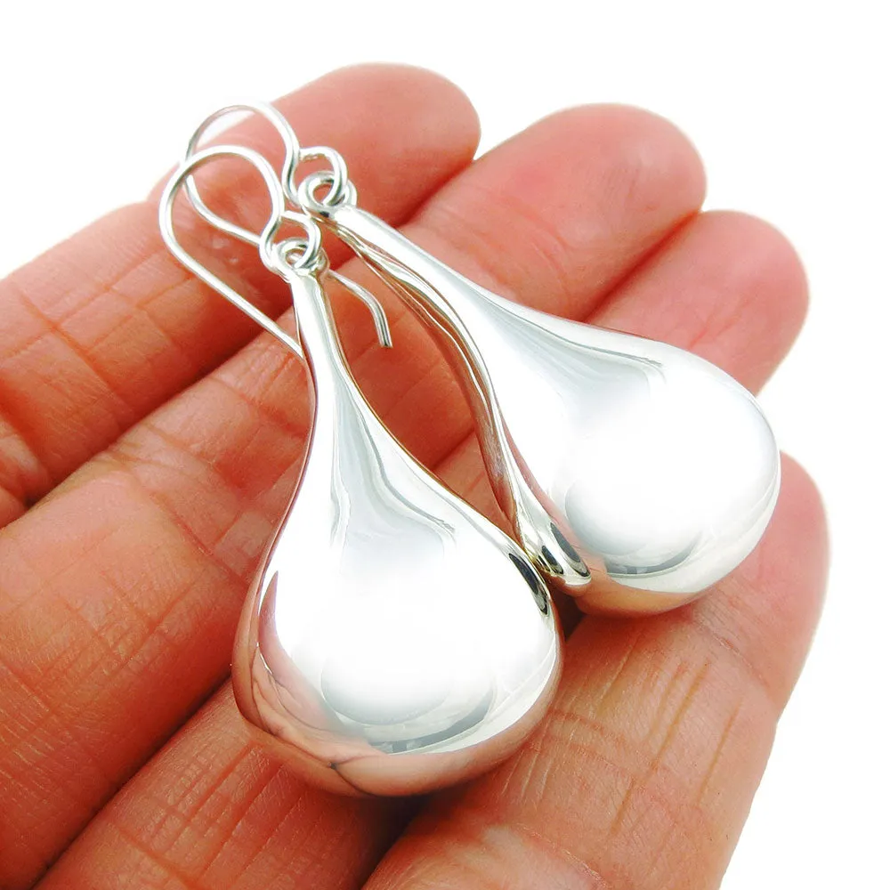 Silver Teardrop Earrings Medium