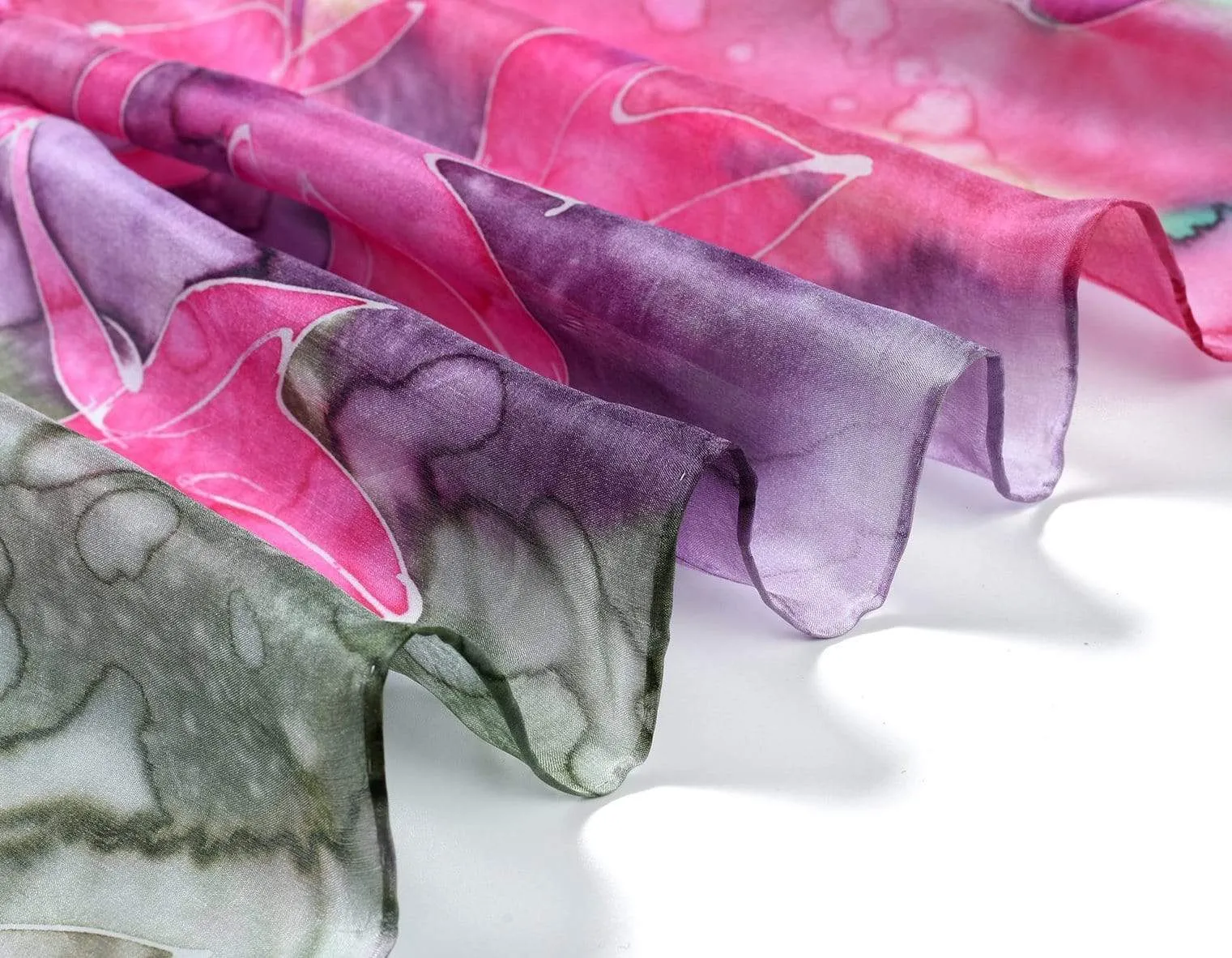 Square Hand Painted Silk Scarf - Spring Bouquet