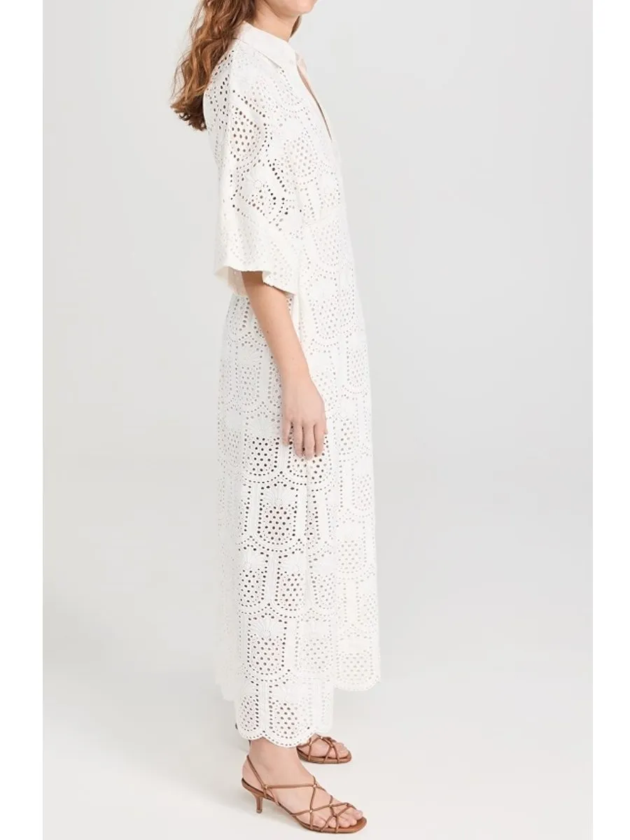 SS2024 V-neck Eyelet Dress