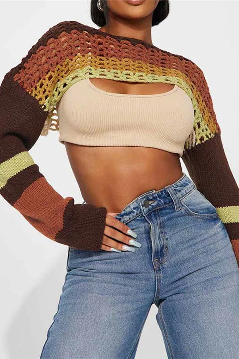 TH839 Ultra Cropped Knitted Sweater Top