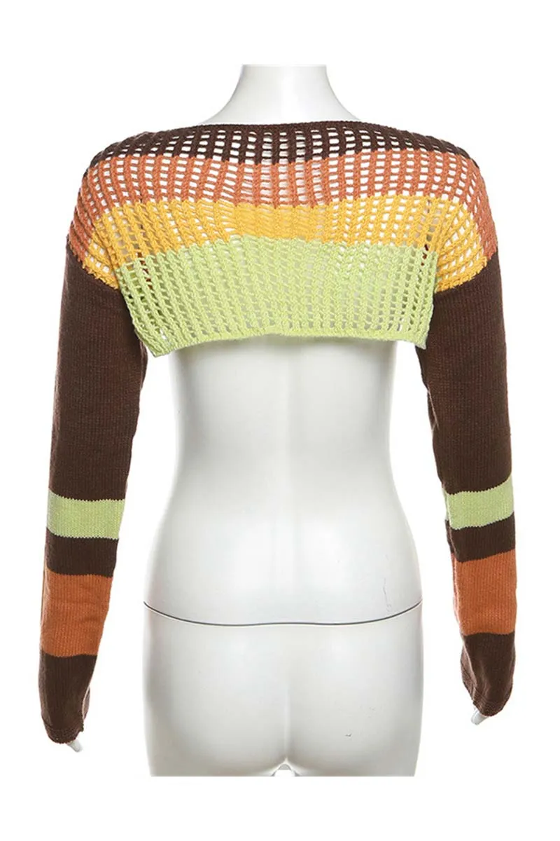 TH839 Ultra Cropped Knitted Sweater Top