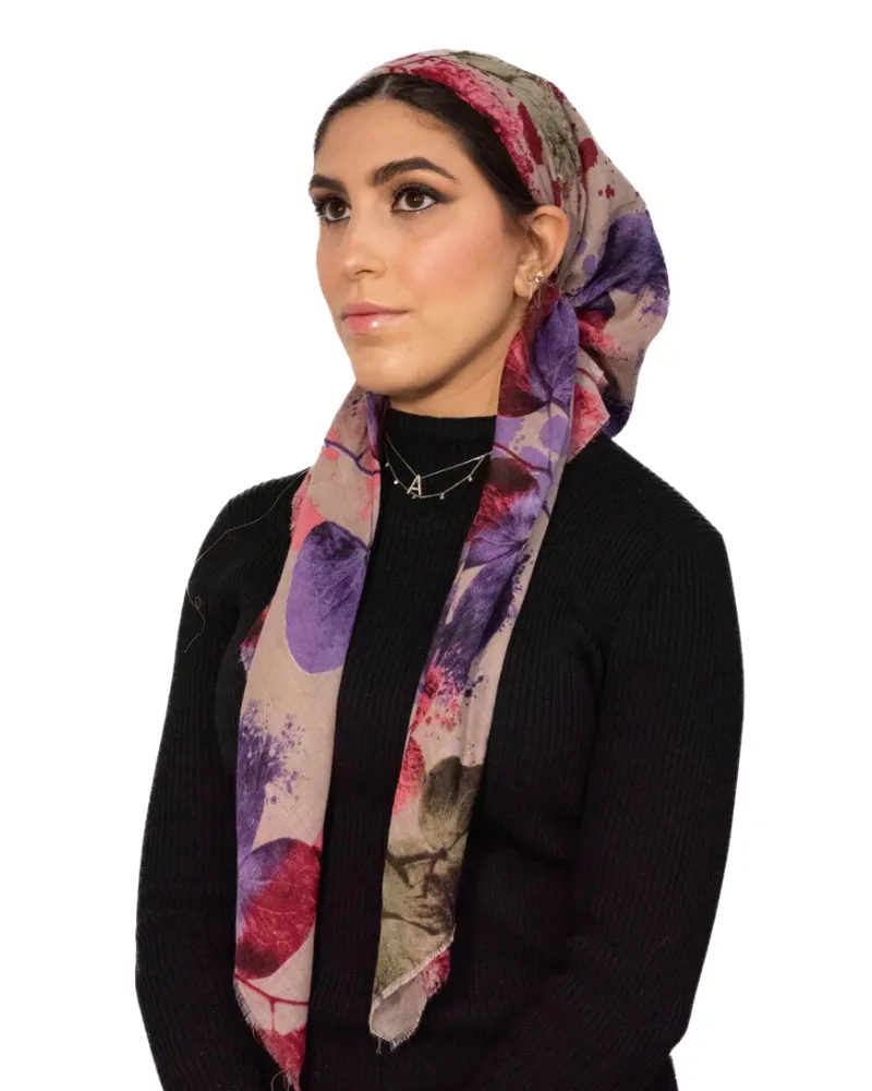 Tie Ur Knot Mauve Floral Splatter Square Scarf