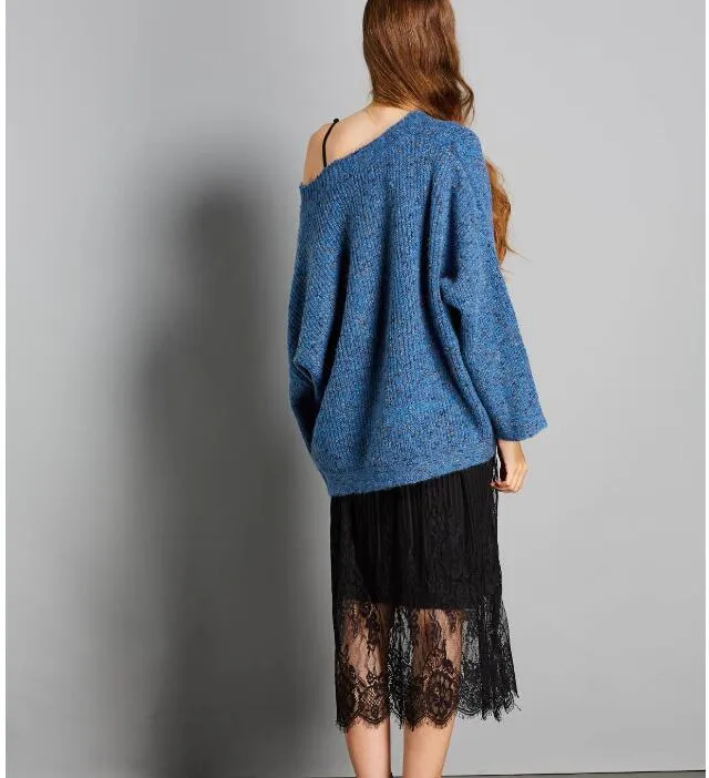 V Neck Short loose Women Winter Autumn Tops Woolen Knit Sweater