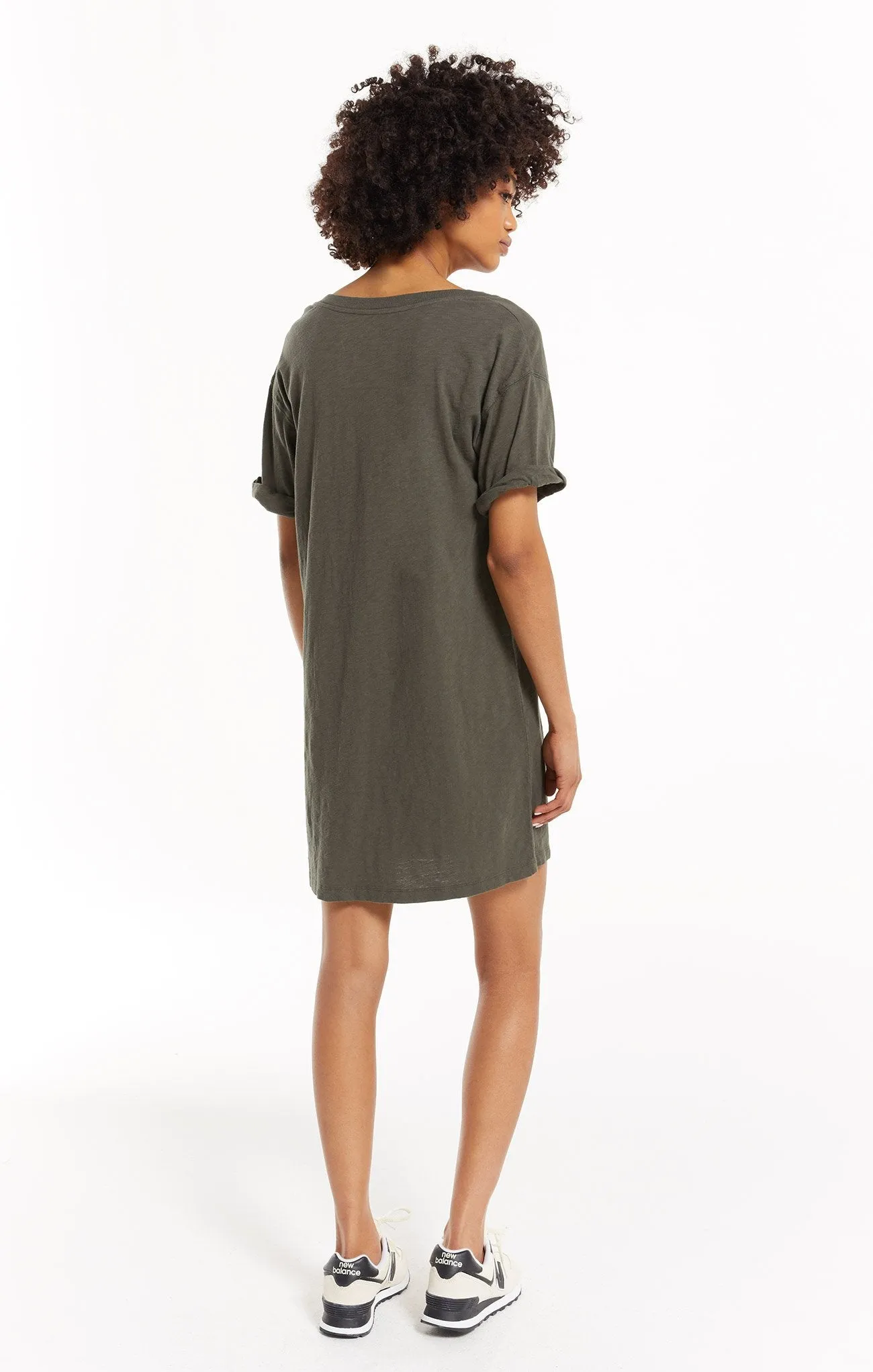 V-Neck T-Shirt Slub Knit Dress | Black, Seawood