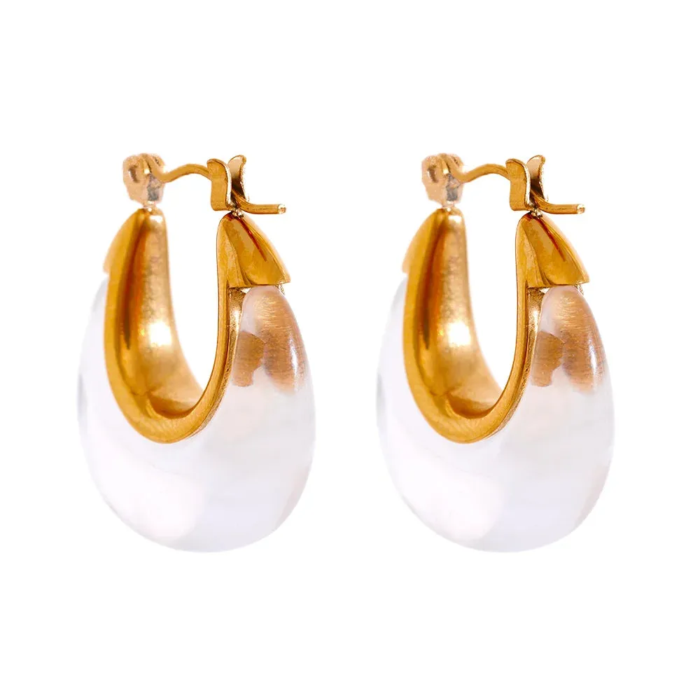 VAIGE Vibrant Multicolor Resin Chunky Gold-Plated Hoop Earrings