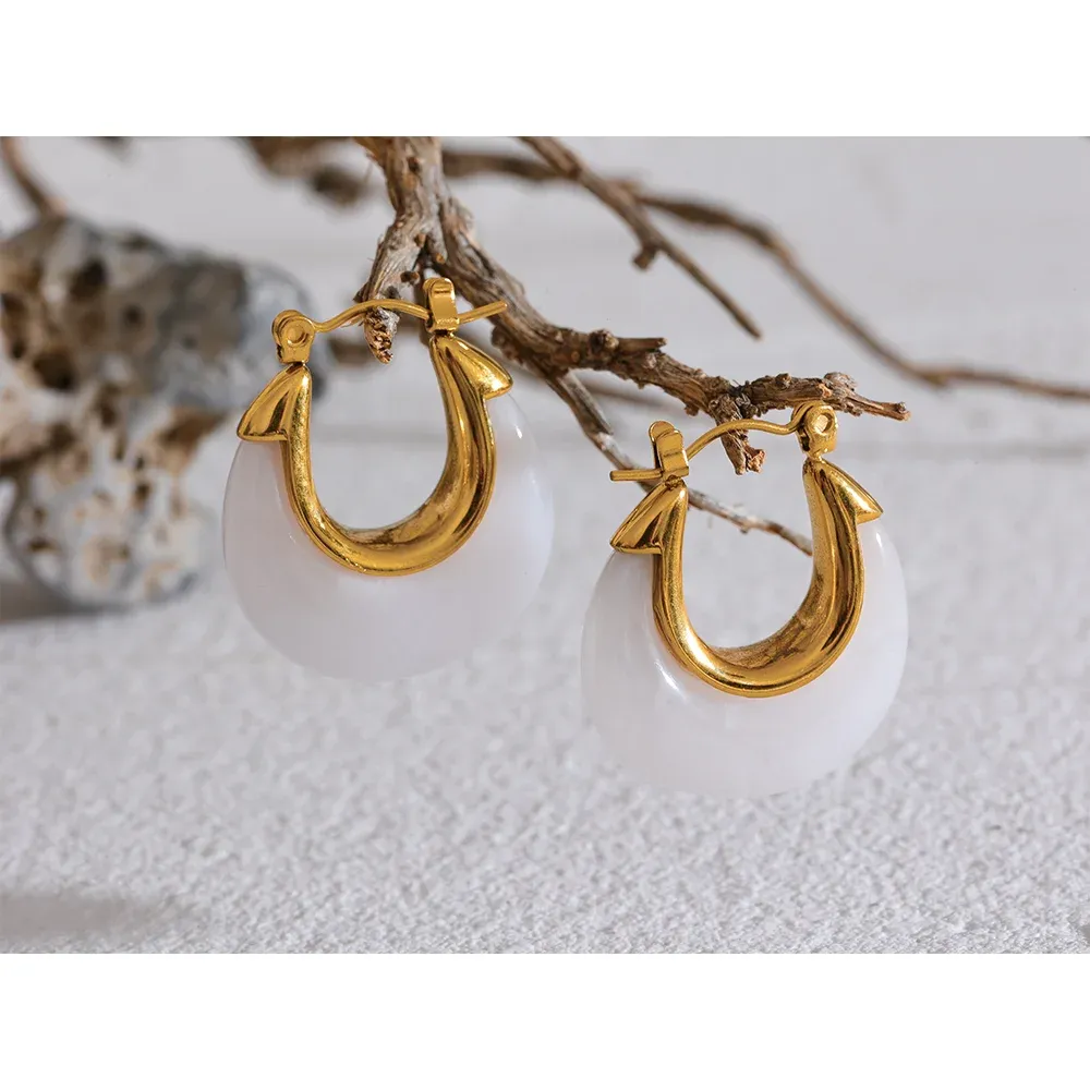 VAIGE Vibrant Multicolor Resin Chunky Gold-Plated Hoop Earrings