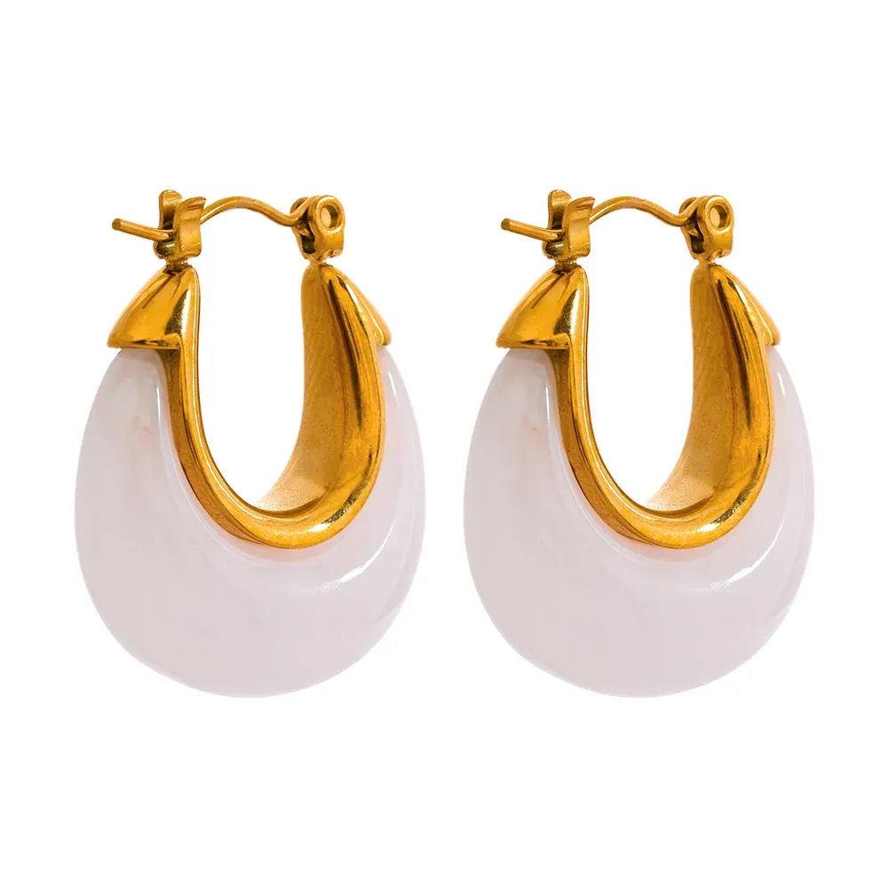 VAIGE Vibrant Multicolor Resin Chunky Gold-Plated Hoop Earrings