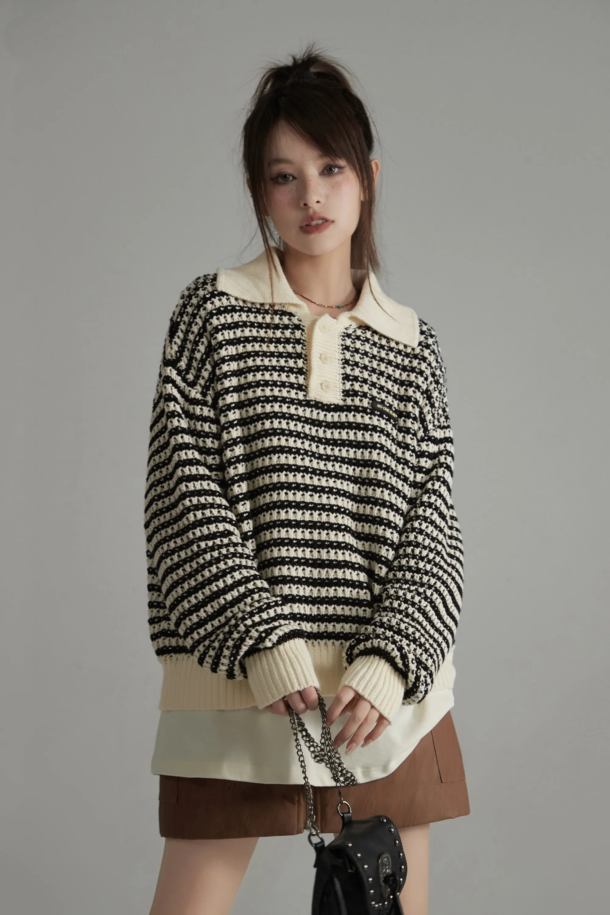 Vintage Loose Fit Stripe Knit Sweater